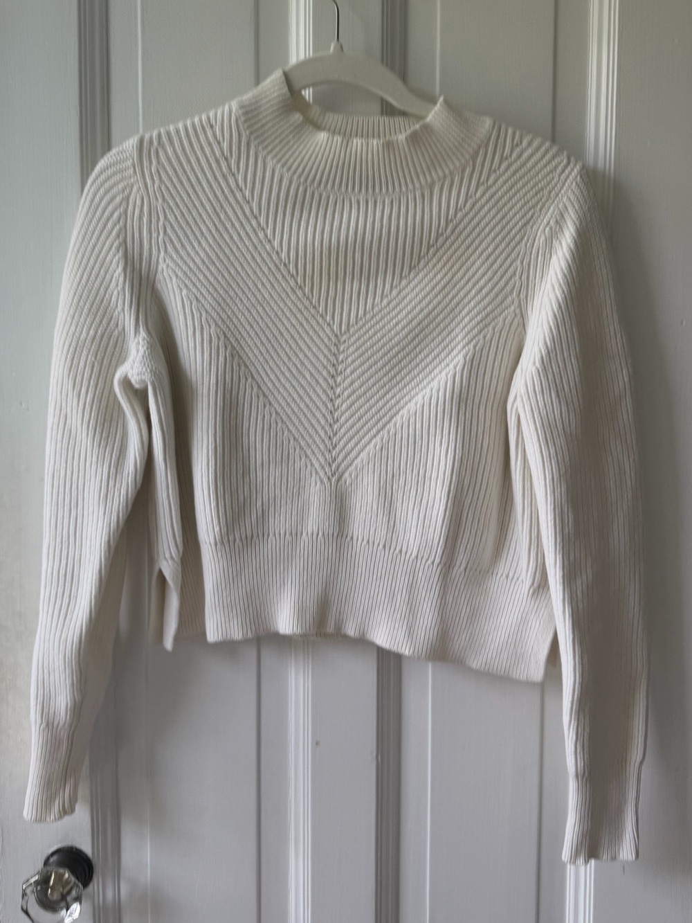 Kendall & Kylie Cream Ribbed Cowl Turtleneck Sweater